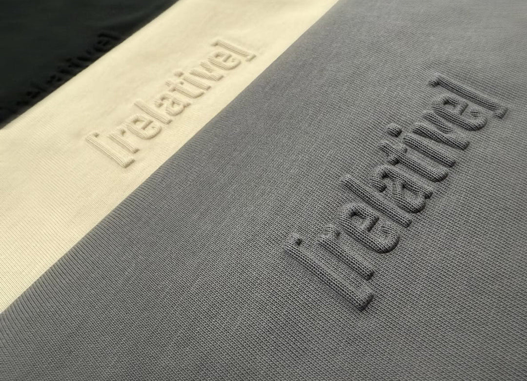 Relative Beige Basic 3D Logo Heavy Cotton Oversized Tshirt